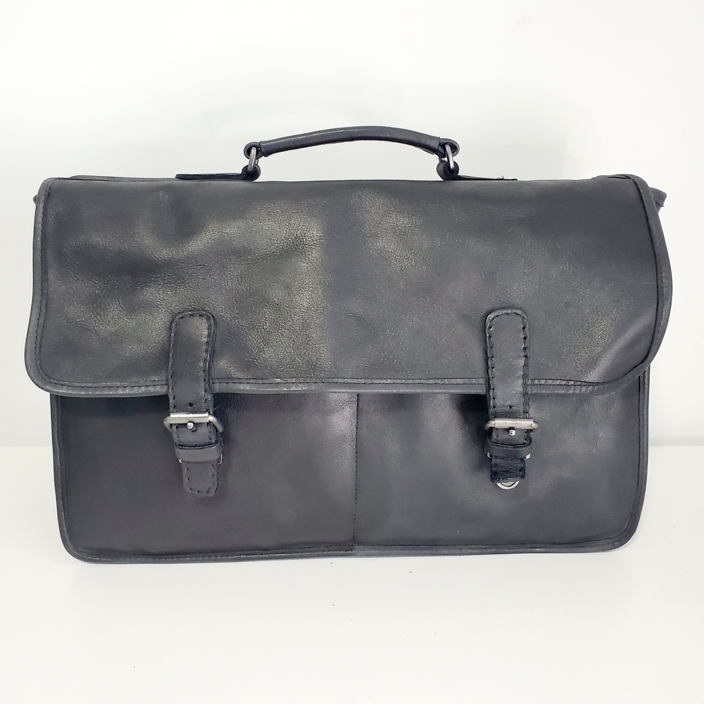 ROOTS Black  Leather Men's Briefcase Satchel